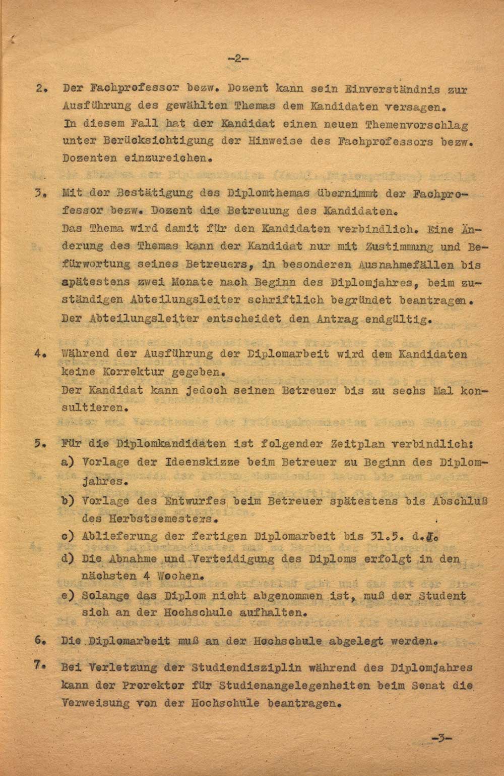 Diplomprüfungsordnung der Hochschule für Bildende Künste Dresden vom 01.05.1958 Archiv HfBK Dresden, 05/EA/112, unpag. (2)